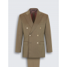Costume Plume beige croisé en laine en tissu Iride à motif chevrons