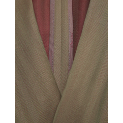 Costume Plume beige croisé en laine en tissu Iride à motif chevrons